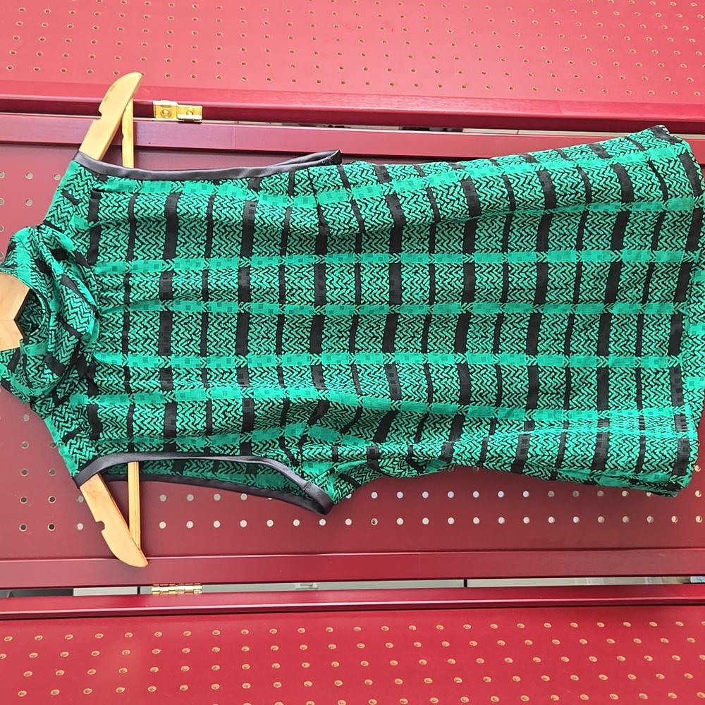 Dior Green & Black Plaid Sleeveless Blouse